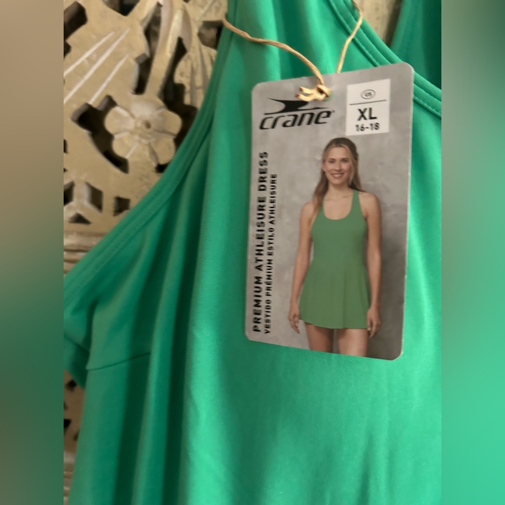 🆕🍋 Scoop-Neck Pleated Tennis Golf Workout Errands Dress Green New XL summer fun - Picture 7 of 10